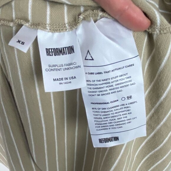 Reformation Striped Mini Dress Sami Tan Womens Size XS 3/4 Sleeves Minimalist‎ - Picture 8 of 13